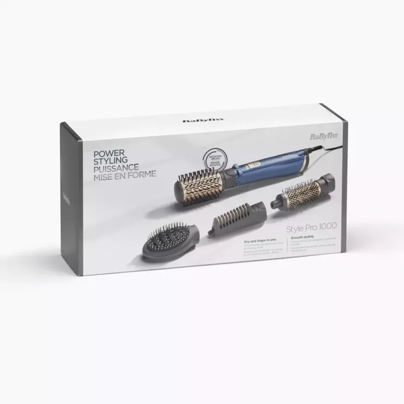 Karšto oro šepetys BaByliss Style Pro 1000 AS965E — 1000 W, 2,5 m laidas, 4 antgaliai, keraminis šildytuvas, jonizacija, automatinis sukimasis
