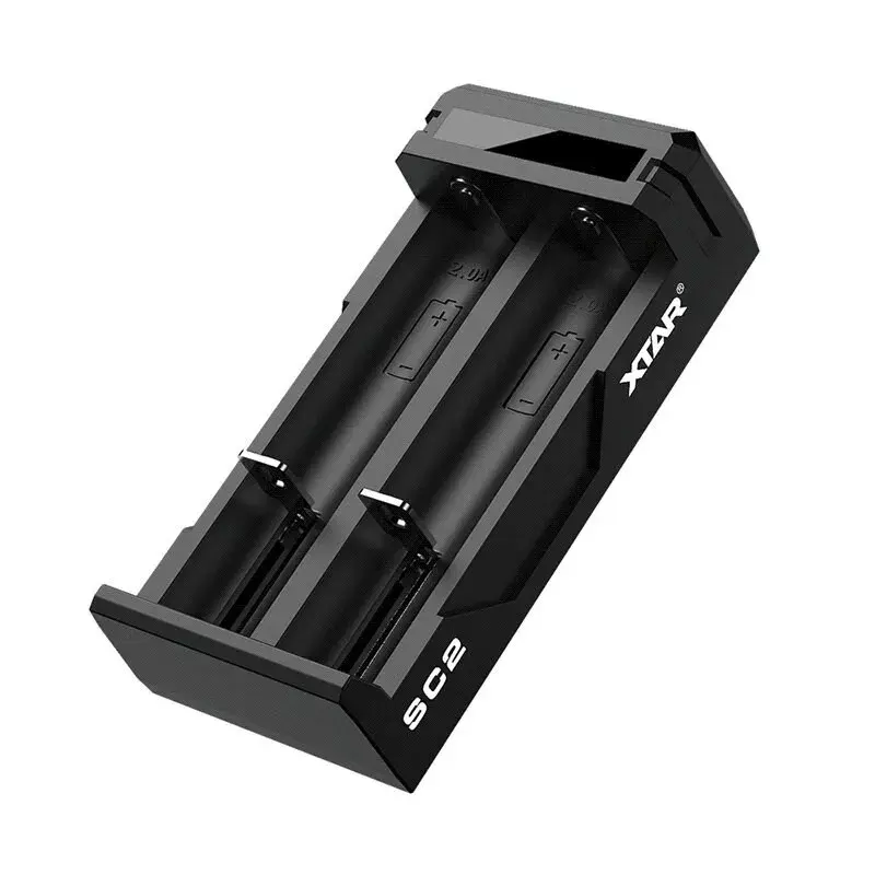 Įkroviklis XTAR SC2 Li-ion 18650 2 lizdai, USB-C maitinimas, LED indikatoriai, juodas