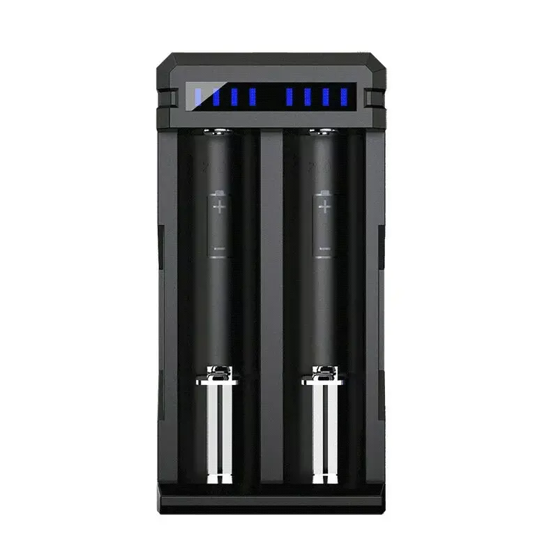 Įkroviklis XTAR SC2 Li-ion 18650 2 lizdai, USB-C maitinimas, LED indikatoriai, juodas