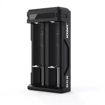 Įkroviklis XTAR SC2 Li-ion 18650 2 lizdai, USB-C maitinimas, LED indikatoriai, juodas