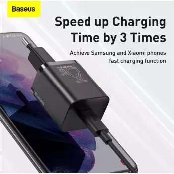 Maitinimo adapteris Baseus TZCCSUP-L01, USB-C 1 prievadas, 18W, 100–240V AC, 1 m kabelis, juodas