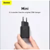Baseus Super Si Quick Charger 1C TZCCSUP-L01 greitasis įkroviklis, 25W, USB-C PD, su 1 m USB-C kabeliu, juodas
