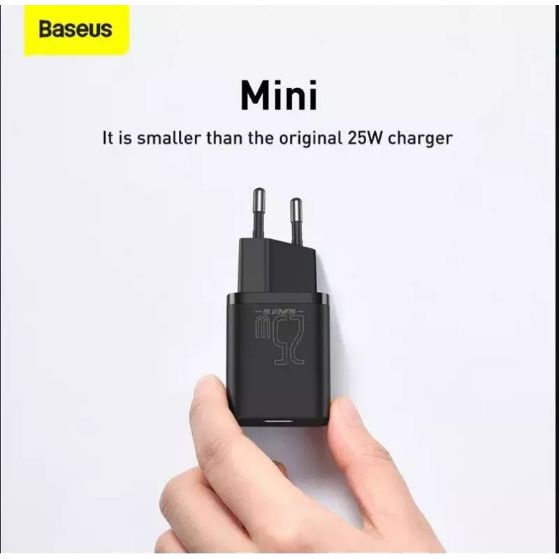 Baseus Super Si Quick Charger 1C TZCCSUP-L01 greitasis įkroviklis, 25W, USB-C PD, su 1 m USB-C kabeliu, juodas