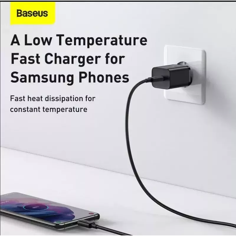 Baseus Super Si Quick Charger 1C TZCCSUP-L01 greitasis įkroviklis, 25W, USB-C PD, su 1 m USB-C kabeliu, juodas
