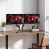 Manhattan TV ir monitorių laikiklis ant stalo, pilnas judesys, spyruoklė, 2 ekranai 13-45 col., juodas