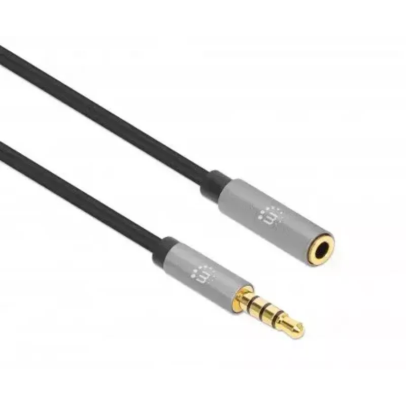 3,5 mm ilginimo laidas Manhattan 1 m vyriškas/moteriškas plonas dizainas juodas/sidabrinis