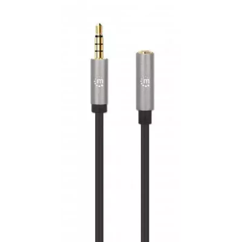 3,5 mm ilginimo laidas Manhattan 1 m vyriškas/moteriškas plonas dizainas juodas/sidabrinis