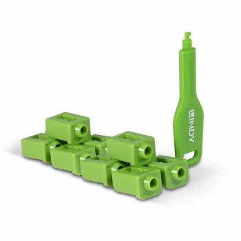 Portų blokavimo rinkinys Lindy SFP Port Locks Žali 10 vnt. + 1 raktas, suderinamas su SFP, 20×74,5×5,9 mm