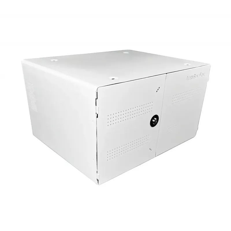 Nešiojamų prietaisų valdymo spinta LEBA NoteBox 16 su raktiniu užraktu, USB-C prievadais, 12 W vienam įrenginiui, USB 2.0, montavimui ant sienos ar ant stalo, balta