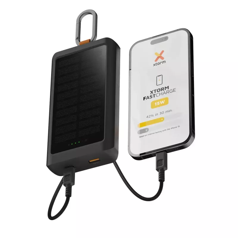 Power bank Xtorm XG2S101 — 10000 mAh LiPo, 30 W, USB‑C + USB‑A, Pilka/Juoda/Oranžinė