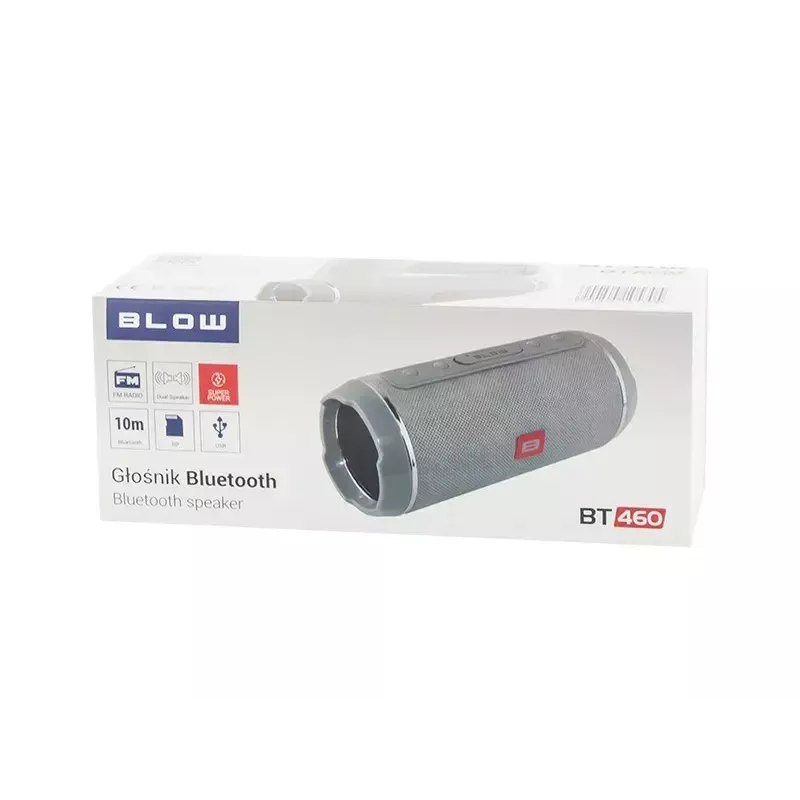 Mono belaidis garsiakalbis BLOW BT-460 PILKA — 5 W RMS, 2000 mAh baterija, Bluetooth 4.0, MicroSD, FM, AUX