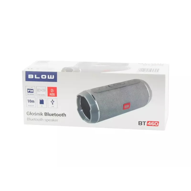 Mono belaidis garsiakalbis BLOW BT-460 PILKA — 5 W RMS, 2000 mAh baterija, Bluetooth 4.0, MicroSD, FM, AUX