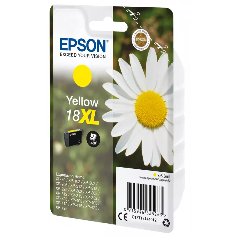 Kasetė Epson 18XL geltona 450 puslapių C13T18144012