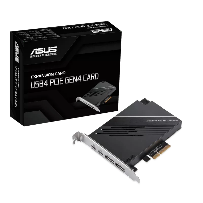 ASUS USB4 PCIe Gen4 kortelė – dviejų USB4 prievadų adapteris su DisplayPort 1.4