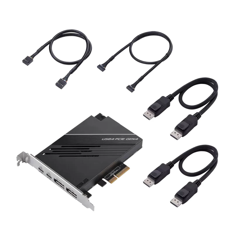 ASUS USB4 PCIe Gen4 kortelė – dviejų USB4 prievadų adapteris su DisplayPort 1.4