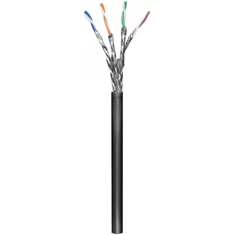 Tinklo kabelis Goobay CAT 6 lauko S/FTP 100m Juodas