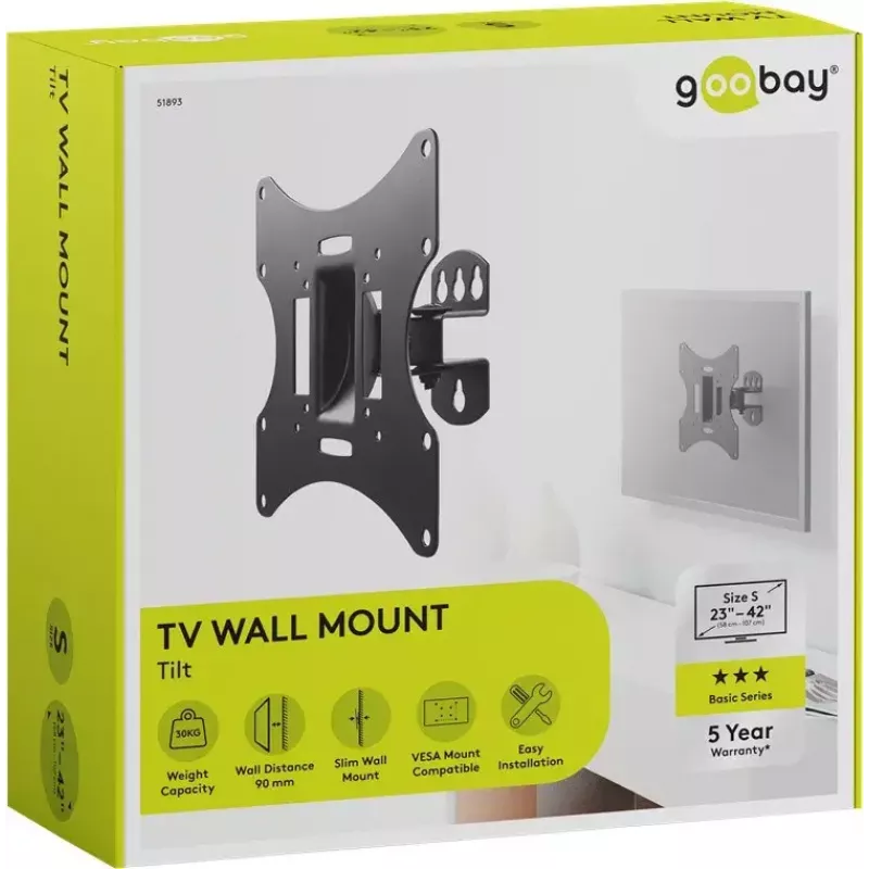 TV laikiklis sieninis Basic Tilt Goobay 51893