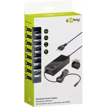 Goobay 90 W nešiojamojo kompiuterio maitinimo blokas juodas, 100-240V