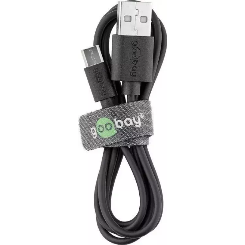 Goobay Micro-USB greito įkrovimo ir sinchronizavimo laidas 1 m USB 2.0 juodas