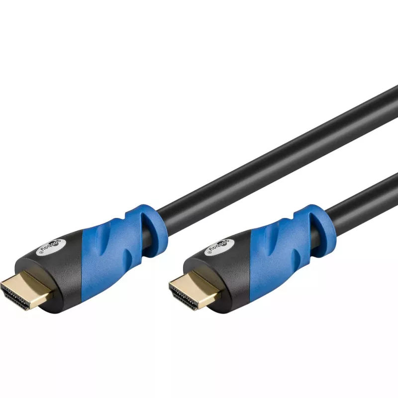 Goobay HDMI kabelis 3 m, A tipo kištukas į kištuką, 18 Gbit/s, juodas su mėlynais akcentais