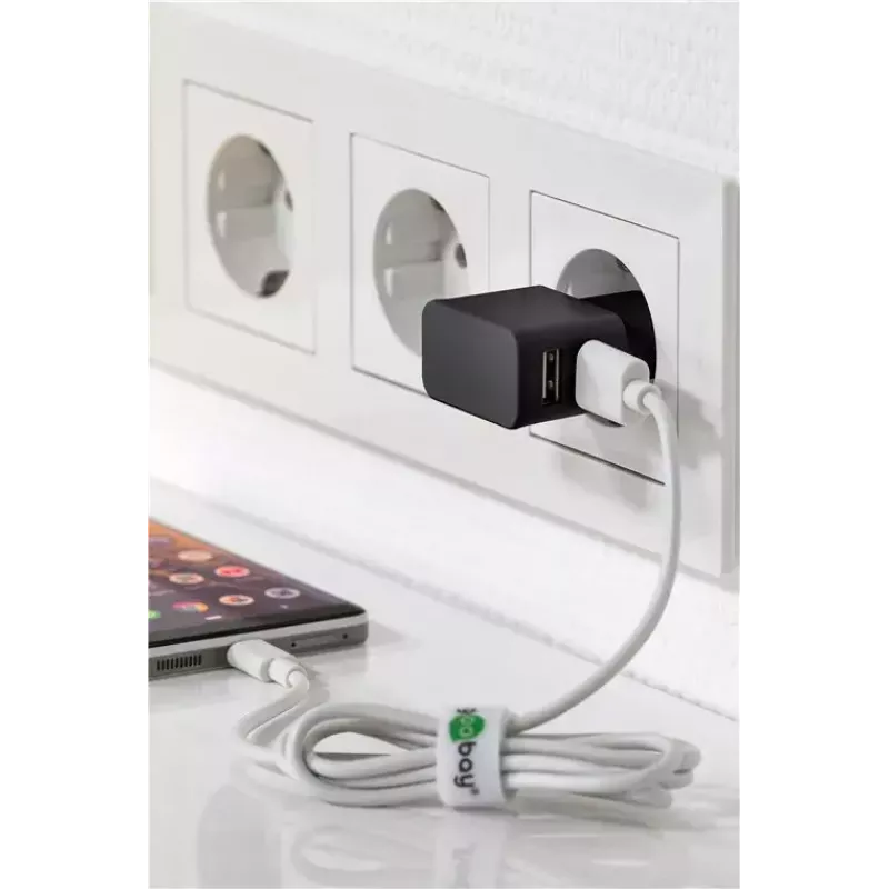Įkroviklio rinkinys Goobay Dual Apple Lightning 44995, 12 W, 2 USB, 1 m laidas