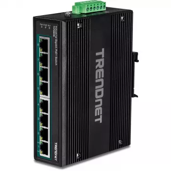 Trendnet TI-PG80B 8 prievadų pramoninis Gigabit PoE+ jungiklis su DIN-bėgiu
