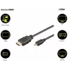 HDMI kabelis Goobay 53786 3 m, HDMI A tipo (standartinis) kištukas į HDMI D tipo (mikro) kištuką, juodas