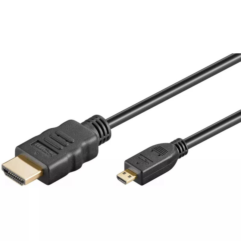HDMI kabelis Goobay 53786 3 m, HDMI A tipo (standartinis) kištukas į HDMI D tipo (mikro) kištuką, juodas