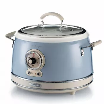 Ariete 2904 Ryžių viryklė – elektrinė ryžių viryklė su keramikiniu dubeniu, naminiams sušiams, multivirkė, Vintage linija, 3,5 l, 650 W, mėlyna