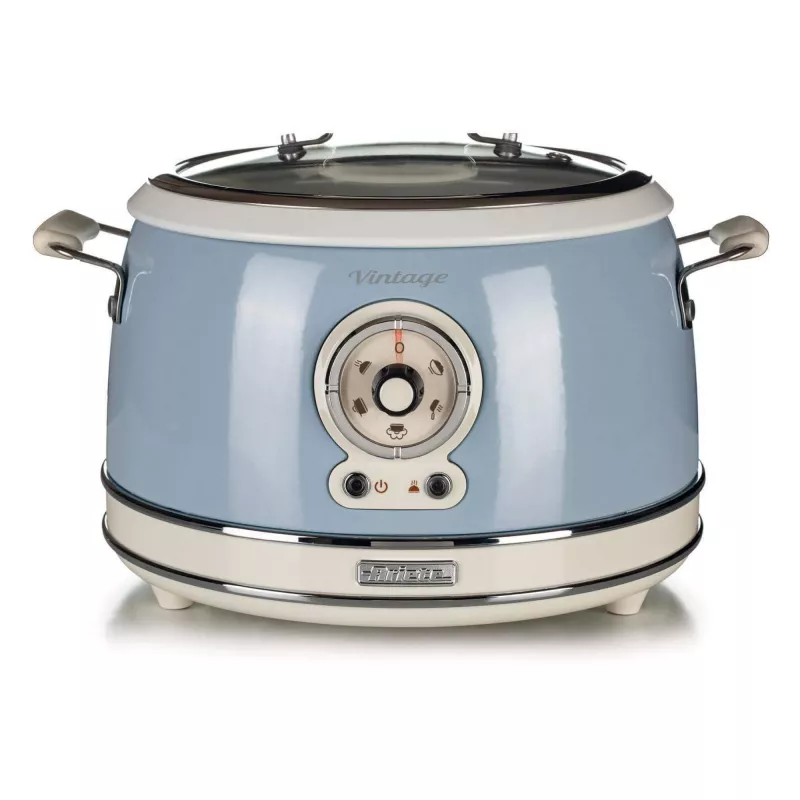 Ariete 2904 Ryžių viryklė – elektrinė ryžių viryklė su keramikiniu dubeniu, naminiams sušiams, multivirkė, Vintage linija, 3,5 l, 650 W, mėlyna
