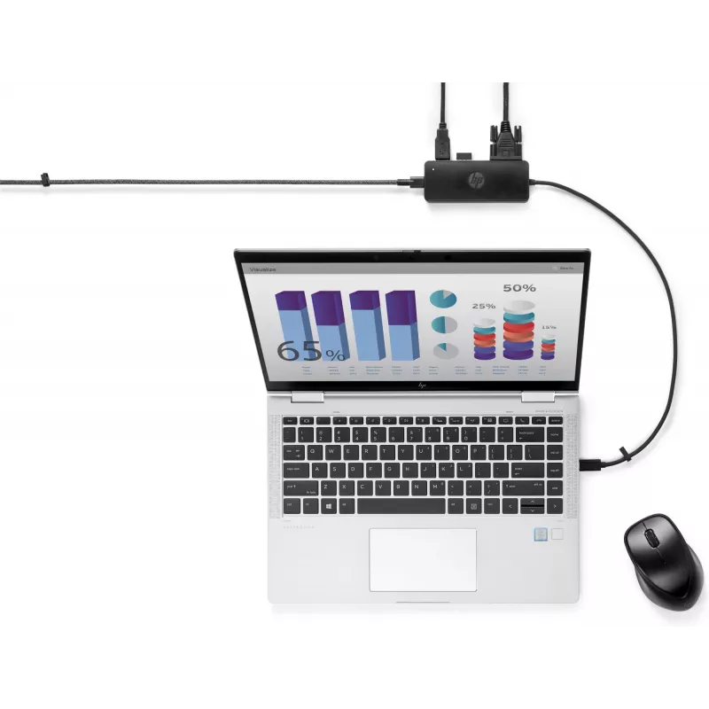 HP USB-C kelionių stotelė G2, laidinė, USB 3.2 Gen 1 Type-C, juoda, 107 mm