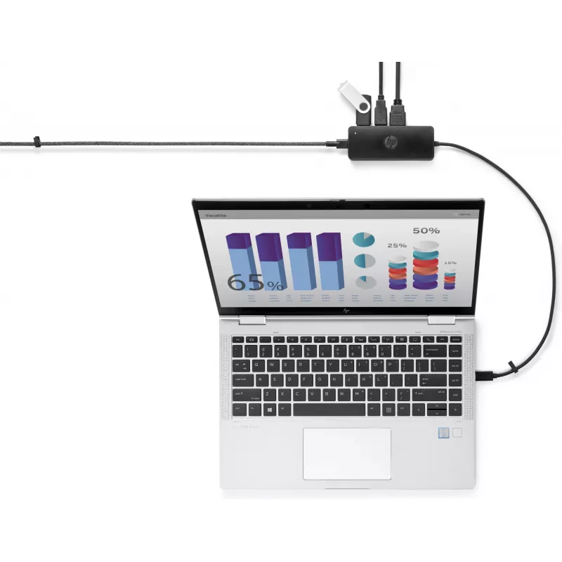 HP USB-C kelionių stotelė G2, laidinė, USB 3.2 Gen 1 Type-C, juoda, 107 mm