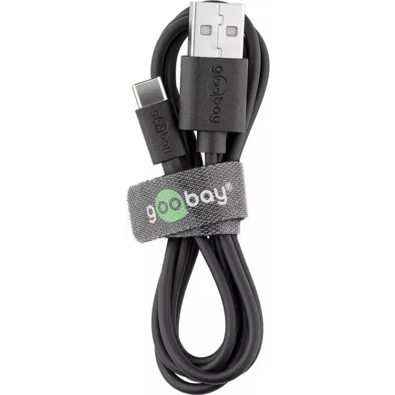Įkroviklio rinkinys Goobay USB-C 5W su 1 m kabeliu, juodas