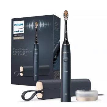 Philips Sonicare DiamondClean Prestige 9900 serijos DiamondClean Prestige HX9992/12 soninis elektrinis dantų šepetėlis su SenseIQ – mėlynas