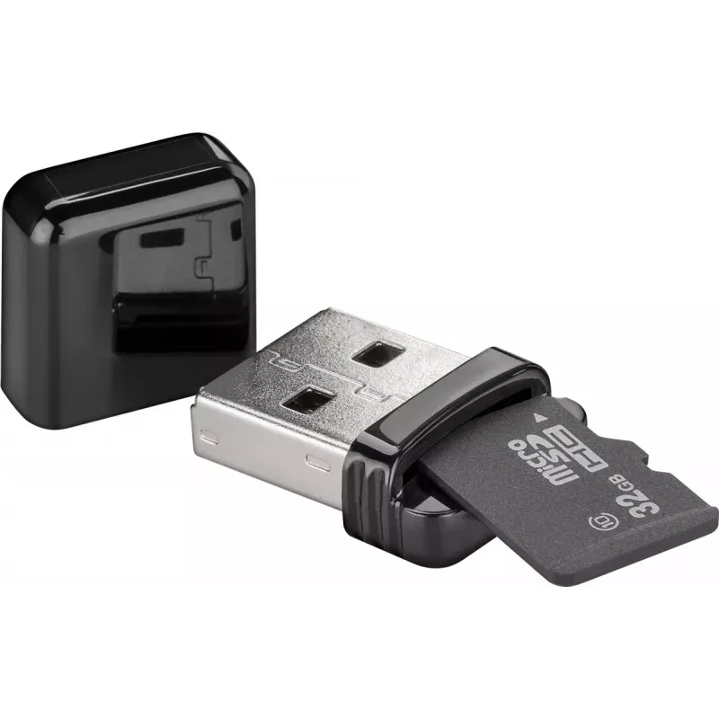 Card reader GOOBAY USB-A 2.0, skirtas MicroSD, 480 Mbit/s, juodas