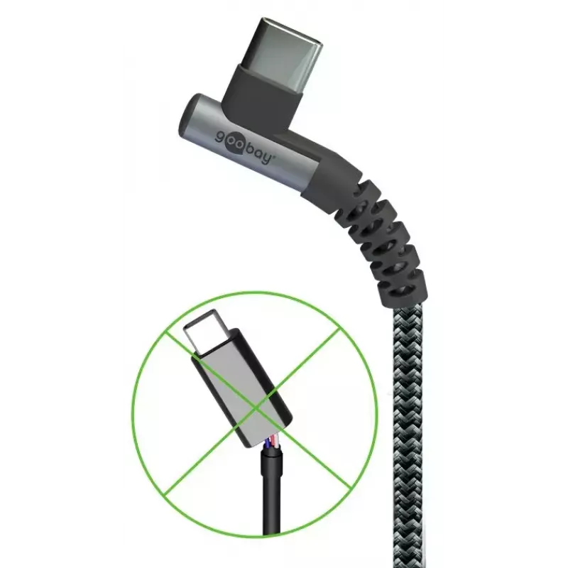Goobay USB-C laidas USB 2.0 2m juodai pilkas