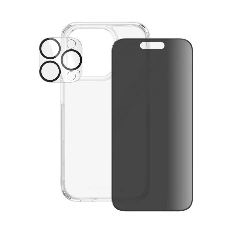 PanzerGlass Privacy 3-in-1 Pack iPhone 15 Pro – Grūdinto stiklo apsauga su privatumo filtru