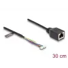 Tinklo kabelis DeLOCK 88007 RJ45 į 4 kontaktų ir 6 kontaktų šukas, Cat5e, 0,3 m, juodas