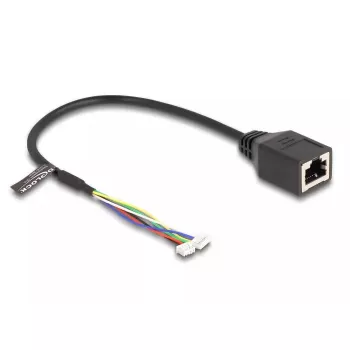 Tinklo kabelis DeLOCK 88007 RJ45 į 4 kontaktų ir 6 kontaktų šukas, Cat5e, 0,3 m, juodas
