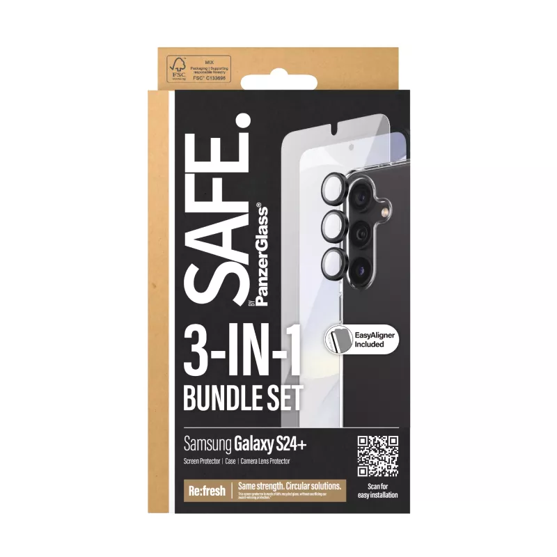 PanzerGlass SAFE. by ® 3-in-1 rinkinys Samsung Galaxy S24+ apsaugai nuo įbrėžimų ir smūgių