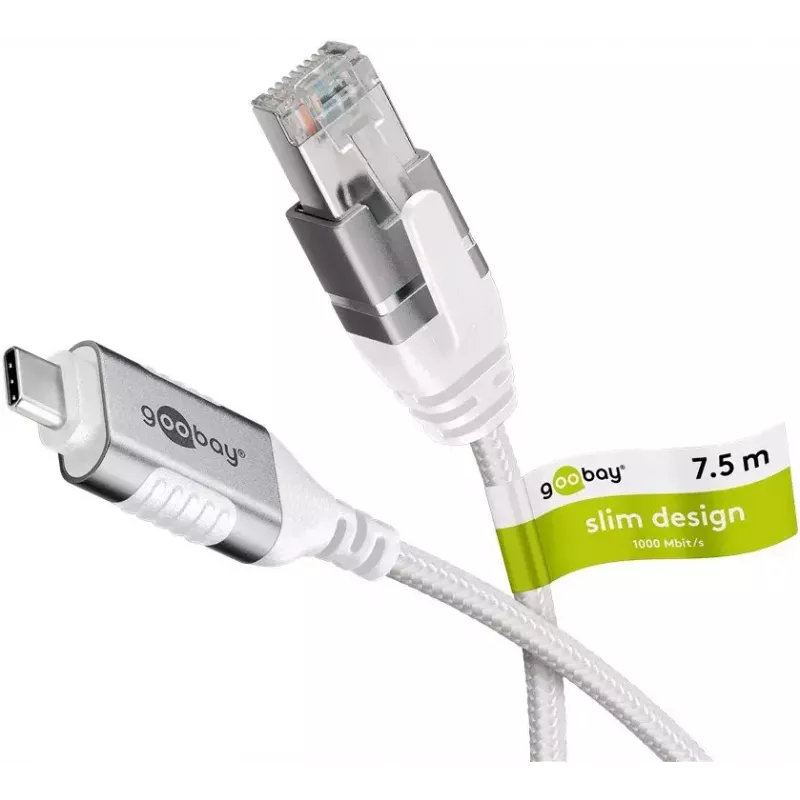 Goobay 74390 Keitiklis USB 3.1 Type A į RJ45, 7,5 m, baltas
