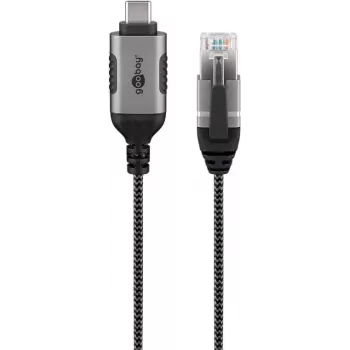 Goobay 74402 Keitiklio kabelis USB 3.1 Type A į RJ45, 1,5 m, juodas/sidabrinis