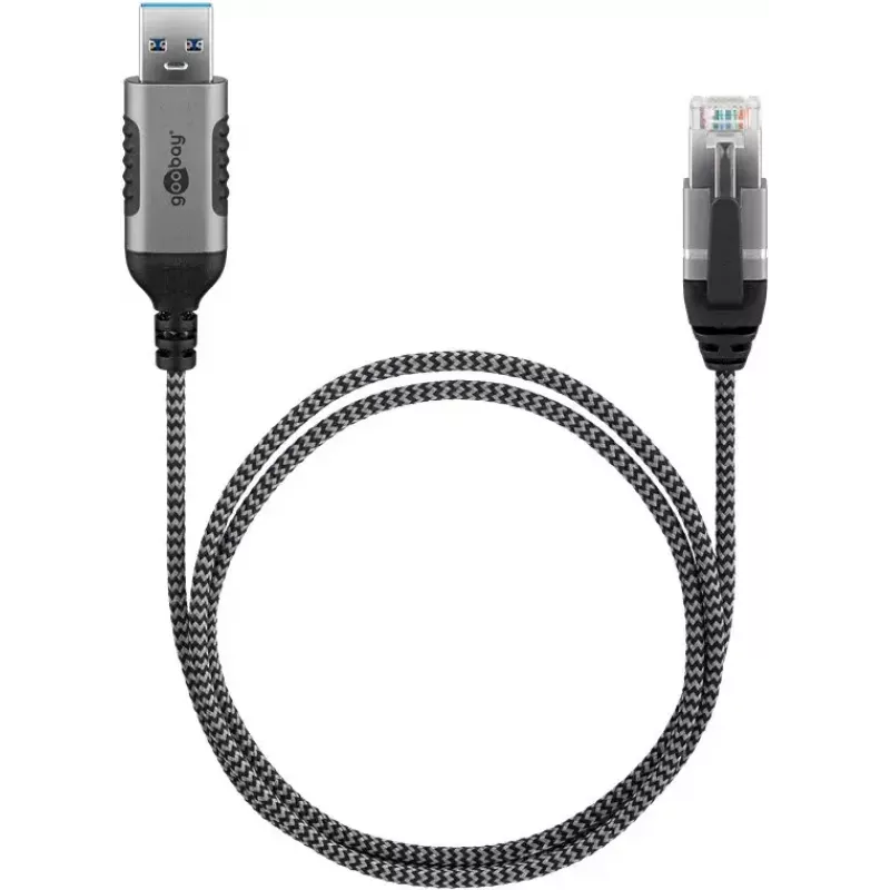 Goobay 74394 USB 3.0 Type A į RJ45 laidas 1,5 m juodas sidabrinis