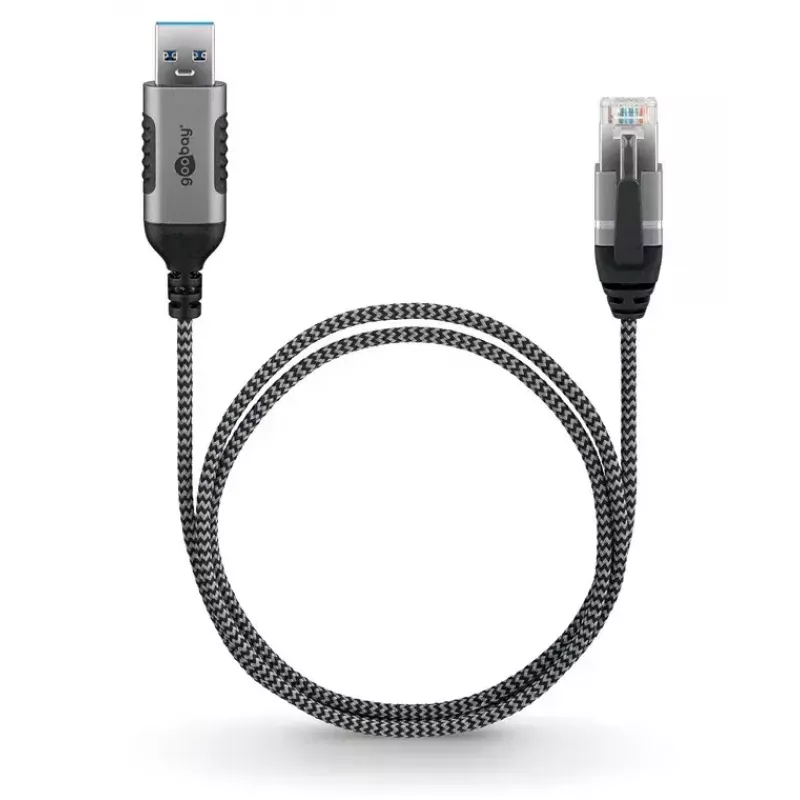 Goobay 74394 USB 3.0 Type A į RJ45 laidas 1,5 m juodas sidabrinis