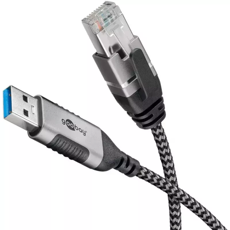 Goobay 74394 USB 3.0 Type A į RJ45 laidas 1,5 m juodas sidabrinis