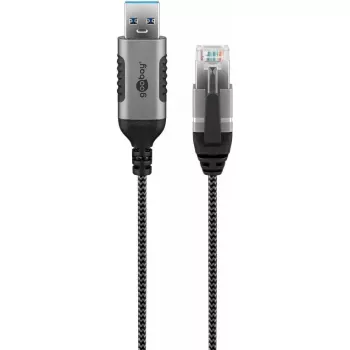 Goobay 74398 USB 3.0 tipo A į RJ45 adapterinis kabelis 7,5 m juodas sidabrinis