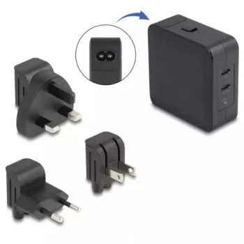 Vidinis įkroviklis DeLOCK 41443 Universalus Juodas AC 100-240V 2x USB Type-C