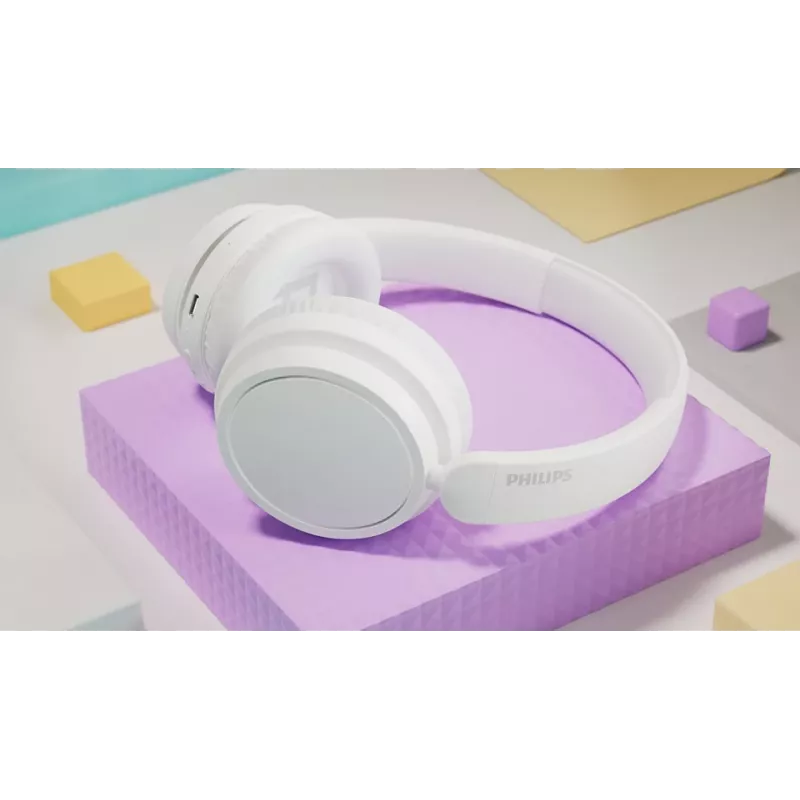 Philips 5000 serijos TAH5209WT/00 belaidės ausinės su mikrofonu, ant ausų, skambučiams ir muzikai, balta