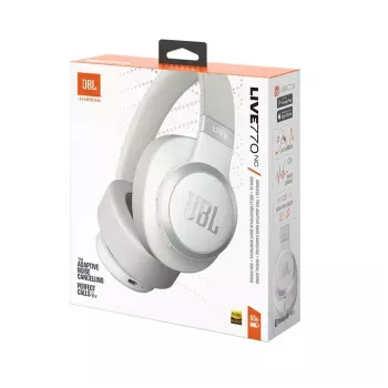 JBL Live 770NC Ausinės belaidės, aplink ausį, skambučiams/muzikai, Bluetooth, baltos