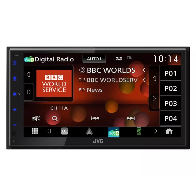 Automobilinis medijos imtuvas JVC KW-M695DBW, 6,8 colių LCD, Wi-Fi, Bluetooth, 200 W